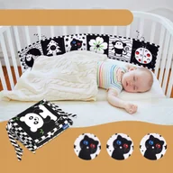 Zabawki sensoryczne - KSIĄŻECZKA SENSORYCZNA KONTRASTOWA MIĘKKA NAUKA KSZTAŁTY DZWIĘKI WIDZENIA - miniaturka - grafika 1