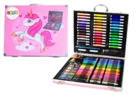 Zabawki kreatywne - Zestaw Artystyczny W Walizce Z Jednorożcem Różowa 150 EL - miniaturka - grafika 1