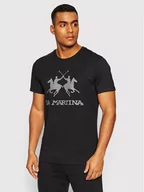 Koszulki męskie - La Martina T-Shirt CCMR05 JS206 Czarny Regular Fit - miniaturka - grafika 1