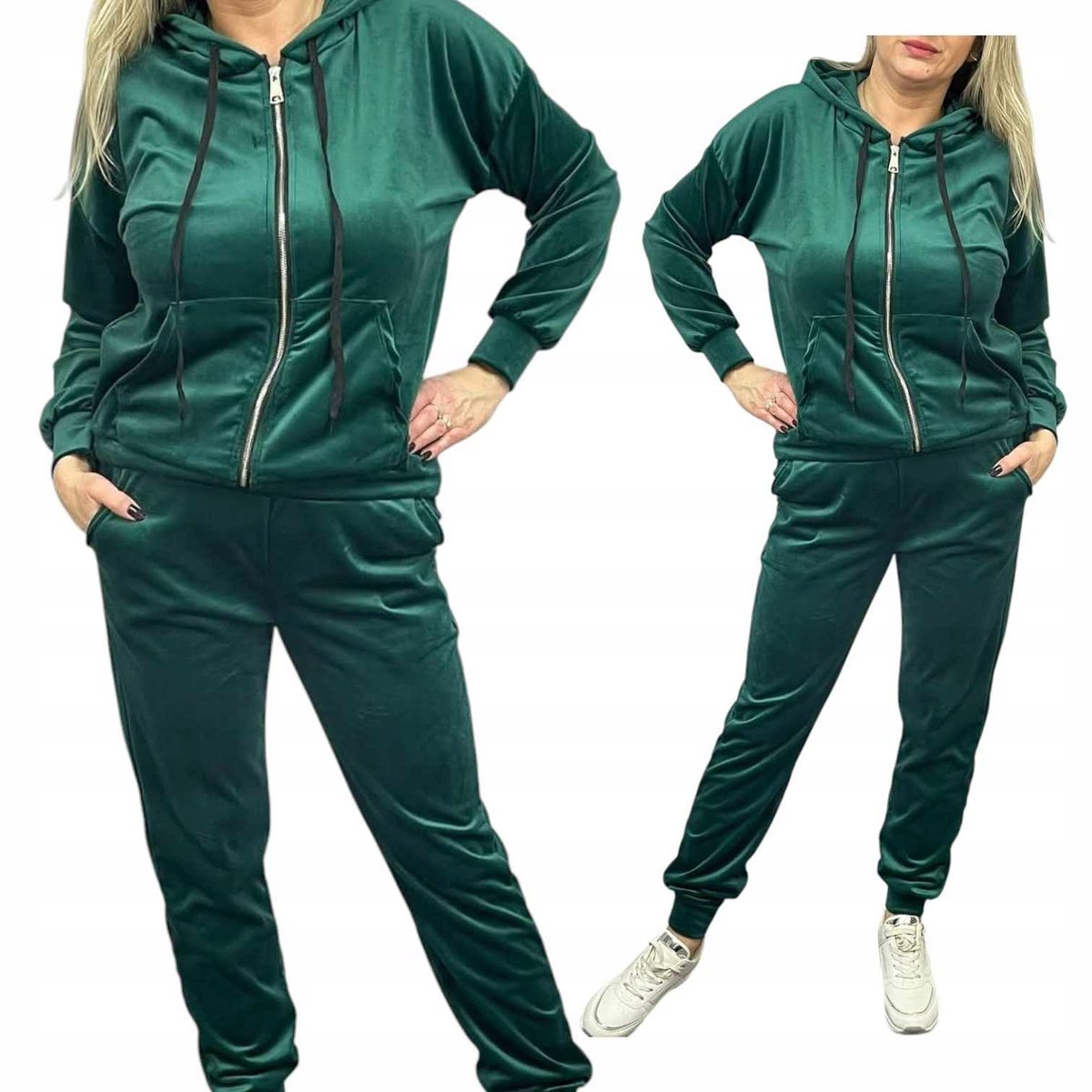 Rozpinany Dres Damski Welur 62 64 11xl 12xl ziel wygodny otulający SUPERBIG