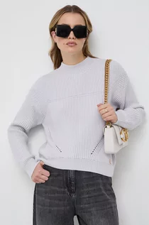 Swetry damskie - Patrizia Pepe sweter wełniany damski kolor fioletowy z półgolfem - grafika 1