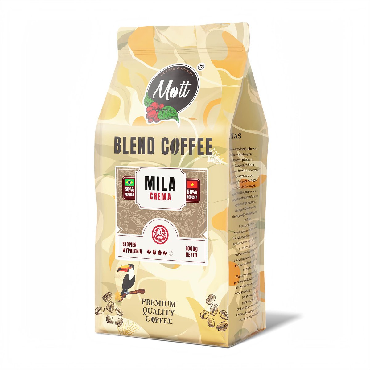 Kawa Ziarnista 1kg Świeżo palona kawa PIANKA - Superior Blend - Mila CREMA