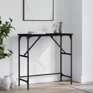 Stolik konsolowy, czarny, 75x32x75 cm, materiał drewnopochodny Lumarko! - Konsole i sekretarzyki - miniaturka - grafika 1