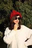Czapki damskie - Czapka handmade beanie z wełną merino bulky - miniaturka - grafika 1