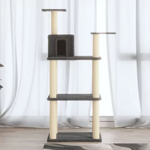 vidaXL Drapak dla kota ze słupkami sizalowymi ciemnoszary 119 cm 171429 - Drapaki dla kotów - miniaturka - grafika 1