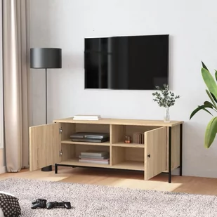 Szafka pod TV, dąb sonoma, 102x35x45 cm materiał drewnopochodny Lumarko! - Szafki RTV - miniaturka - grafika 4