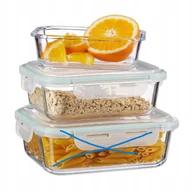 Pojemniki kuchenne - Pojemnik szklany 2 sztuki + silikonowe zamknięcie niebieski - miniaturka - grafika 1