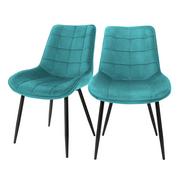 Krzesła - Zestaw 2 krzeseł do jadalni z oparciem w turkusowej aksamitnej tapicerce z metalowymi nogami ML design - miniaturka - grafika 1