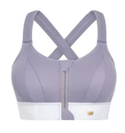 Biustonosze - BIUSTONOSZ SPORTOWY SHEFIT FIOLETOWO BIAŁY MOCNE PODTRZYMANIE REGULOWANY M - miniaturka - grafika 1