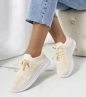 Botki damskie - Beżowe sneakersy sportowe Michaela -37 - miniaturka - grafika 1
