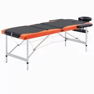 Stoły i łóżka do masażu - VidaXL 3-strefy, składany stół do masażu, aluminium czarny i pomarańcz - miniaturka - grafika 1