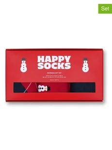 Happy Socks Skarpety (3 pary) "Snowman" w kolorze granatowo-czerwonym - Skarpetki męskie - miniaturka - grafika 1