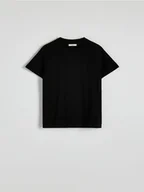 Koszulki i topy damskie - Reserved - Bawełniany t-shirt - czarny - miniaturka - grafika 1