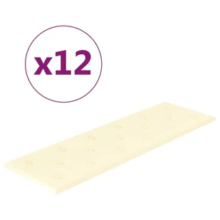 vidaXL Panele ścienne, 12 szt., kremowe, 90x30 cm, sztuczna skóra 344003 - Panele ścienne i boazeria - miniaturka - grafika 3