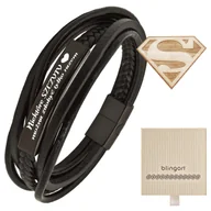 Bransolety męskie - Bransoletka z grawerem skórzana męska plecionka - miniaturka - grafika 1