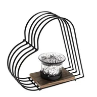 Świeczniki - Świecznik metalowy, SERCE, czarny - miniaturka - grafika 1