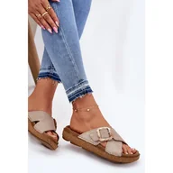 Klapki i japonki damskie - Klapki Damskie Z Klamrą Inblu ED000025 Beżowe beżowy - miniaturka - grafika 1