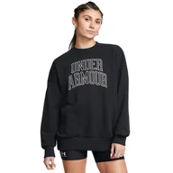Bluzy sportowe damskie - Damska bluza dresowa nierozpinana bez kaptura Under Armour UA Icon Hwt Terry Os Crew - czarna - UNDER ARMOUR - miniaturka - grafika 1