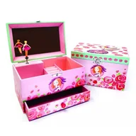 Biżuteria dla dzieci - Szkatułka na biżuterię z różanym wzorem, z lusterkiem i mechanizmem grającym. - miniaturka - grafika 1