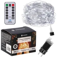 Oświetlenie świąteczne - Lampki choinkowe z pilotem 300 led druciki na prąd biały zimny CL0313 - miniaturka - grafika 1