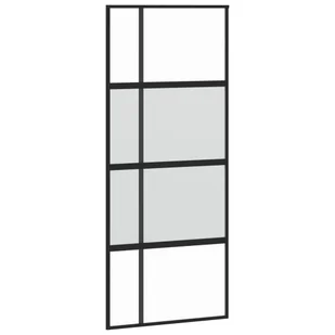 Drzwi przesuwne, czarne, 90x205 cm, szkło hartowane, aluminium 8721012120631 - Drzwi wewnętrzne - miniaturka - grafika 3