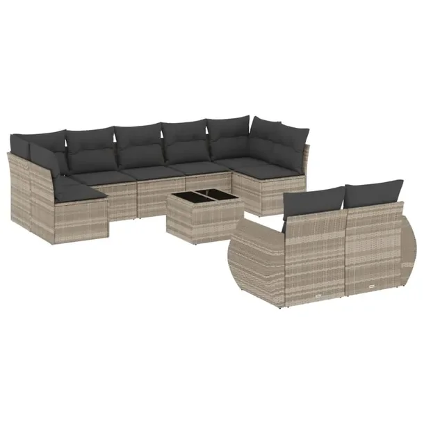 Zestaw mebli ogrodowych jasnoszary z rattanem PE, wymiary: 71x62x69 cm