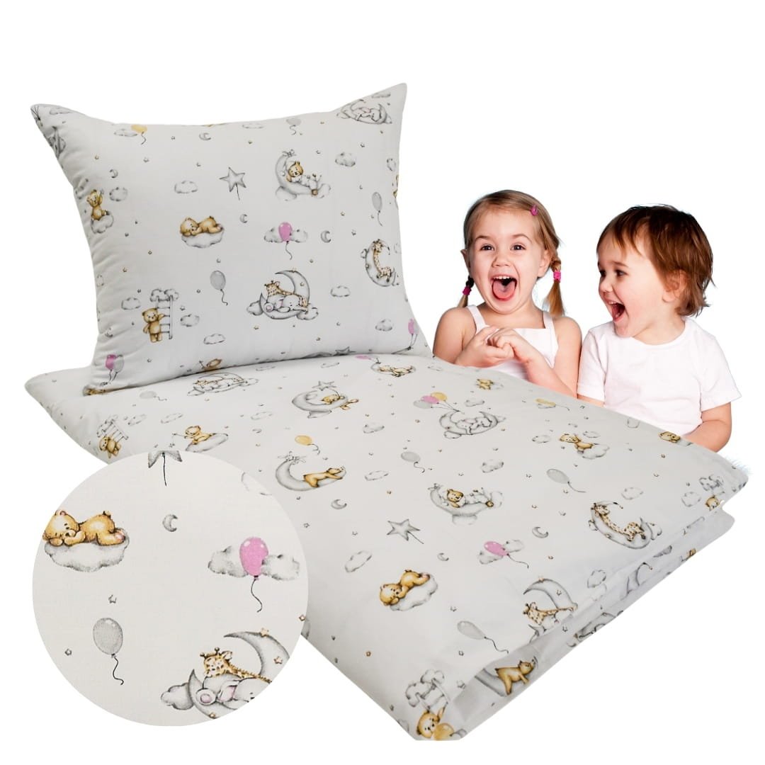 Pościel Dziecięca 100x160 + 50x70 Miśki Na Księżycu Produkt Polski Bawełna