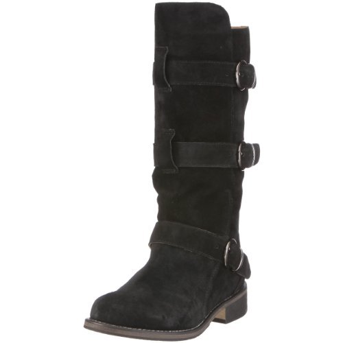 Buffalo London 102527 408-9619 COW SUEDE, kozaki damskie, czarny - Czarny Czarny 01-36 EU