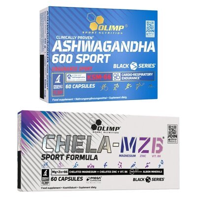 Kompleks witamin OLIMP Chela-MZB Sport Formula Mega Caps (60 kapsułek) + Adaptogen OLIMP Ashwagandha 600 Sport (60 kapsułek)