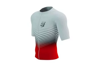 Koszulki sportowe męskie - COMPRESSPORT Triathlonowa koszulka kompresyjna TRI POSTURAL SS TOP white/red - grafika 1