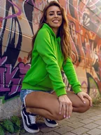 Bluzy sportowe damskie - Bluza damska zielona kangurka Denley W02B - miniaturka - grafika 1