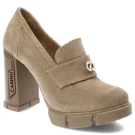 Półbuty damskie - Beżowe Półbuty Carinii Eleganckie Obuwie Damskie - miniaturka - grafika 1