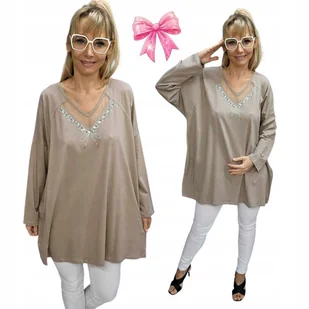 ELEGANCKA TUNIKA KOKARDA CYRKONIE srebro bluzka duży rozmiar 50 52 5XL 3247 - Bluzki damskie ELEGANCKA TUNIKA KOKARDA CYRKONIE srebro bluzka duży rozmiar 50 52 5XL 3247 - Bluzki damskie - miniaturka - grafika 1