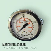 Akcesoria do myjek - Manometr 0-400 bar podłączenie tylne 1/4"GZ - miniaturka - grafika 1