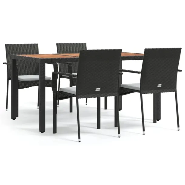 Zestaw mebli ogrodowych z rattanu PE, stół 150x90x75 cm, krzesła 59x53,5