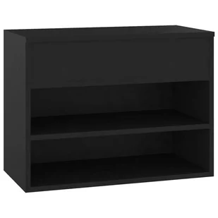 vidaXL Ławka z miejscem na buty, czarna, 60x30x45 cm, płyta wiórowa - Szafki na buty - miniaturka - grafika 1