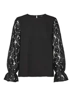 Koszulki i topy damskie - Bestseller A/S VMSEJA LS LACE TOP WVN PA, czarny, XXS - miniaturka - grafika 1