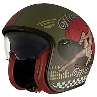 PREMIER HELMET VINTAGE PIN UP MILITARY BM, MILITARY GREEN/żółty/czerwony, XS - Kaski motocyklowe - miniaturka - grafika 1