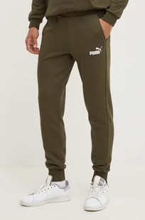 Puma spodnie dresowe kolor zielony z nadrukiem 586715 - Spodnie męskie - miniaturka - grafika 1