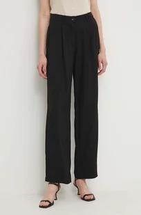 Sisley spodnie damskie kolor czarny proste high waist - Spodnie damskie - miniaturka - grafika 1