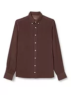 Koszule męskie - Hackett London Męska koszula barwiona lniana B, Brązowy, XL - miniaturka - grafika 1