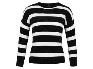 Swetry damskie - ESMARA ESMARA Sweter damski z szenili, 1 sztuka (L (44/46), Czarny/ biały) 4055334379762 - grafika 1