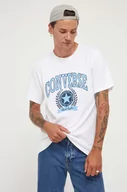 Koszulki męskie - Converse t-shirt bawełniany kolor biały z nadrukiem - miniaturka - grafika 1