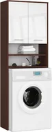 Szafki łazienkowe - Szafka łazienkowa nad pralkę: dwoje drzwi, cztery półki, kolor: wenge biały połysk, wymiary mebla: szer: 64 cm, wys: 180 cm, gł: 30 cm - miniaturka - grafika 1