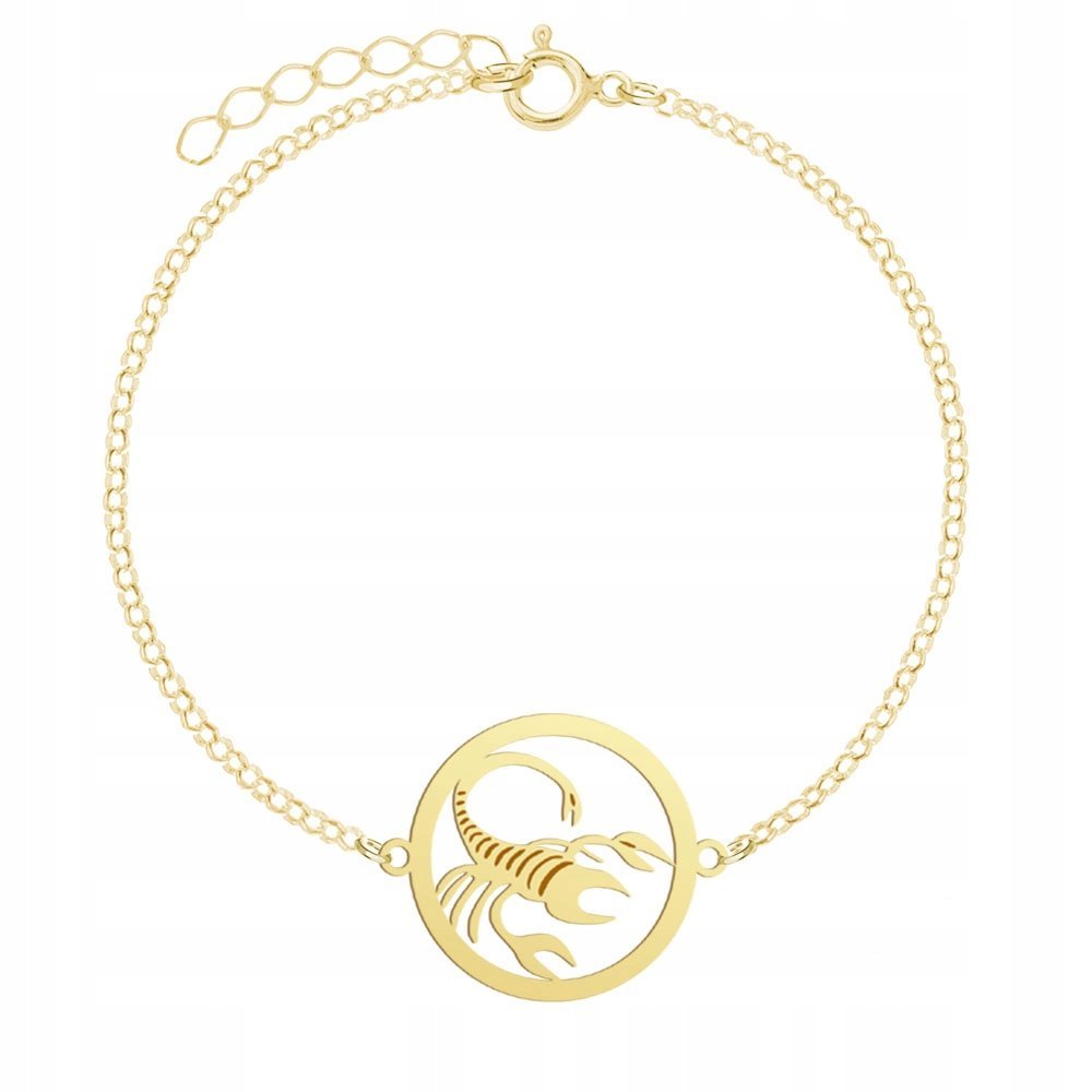 Bransoletka Złota ze Znakiem Zodiaku Skorpion 925 GRAWER DEDYKACJA GRATIS