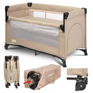 Łóżeczka i kojce - ŁÓŻECZKO TURYSTYCZNE DOSTAWNE DWUPOZIOMOWE OPUSZCZANY BOK MATERACYK TORBA - miniaturka - grafika 1