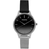 Zegarki damskie - Srebrno-czarny damski zegarek z bransoleta mesh PACIFIC X6207-02 - miniaturka - grafika 1