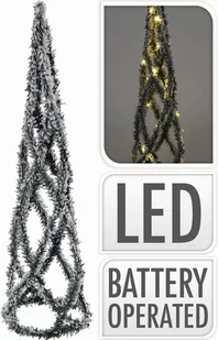 Choinka świąteczna 30 LED ze śniegiem piramida dekoracyjna 60 cm zielony - Oświetlenie świąteczne - miniaturka - grafika 1