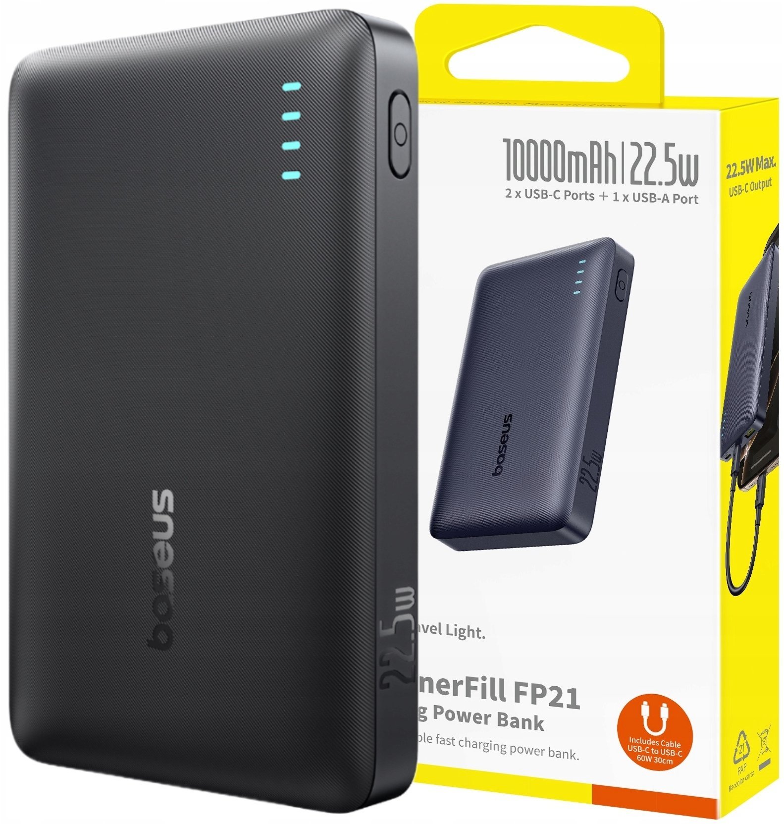Powerbank Baseus Powerbank Baseus EnerFill FP21 10000mAh 22.5W USB-A - USB-C - czarny