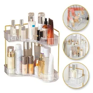 Biżuteria - akcesoria - Stojak do łazienki narożny złote uchwyty 2 poziomy ryflowany CB51 - miniaturka - grafika 1